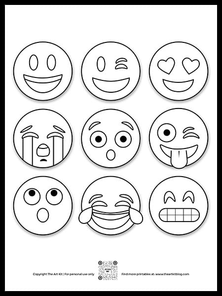 Emoji coloring pages â free printable â the art kit