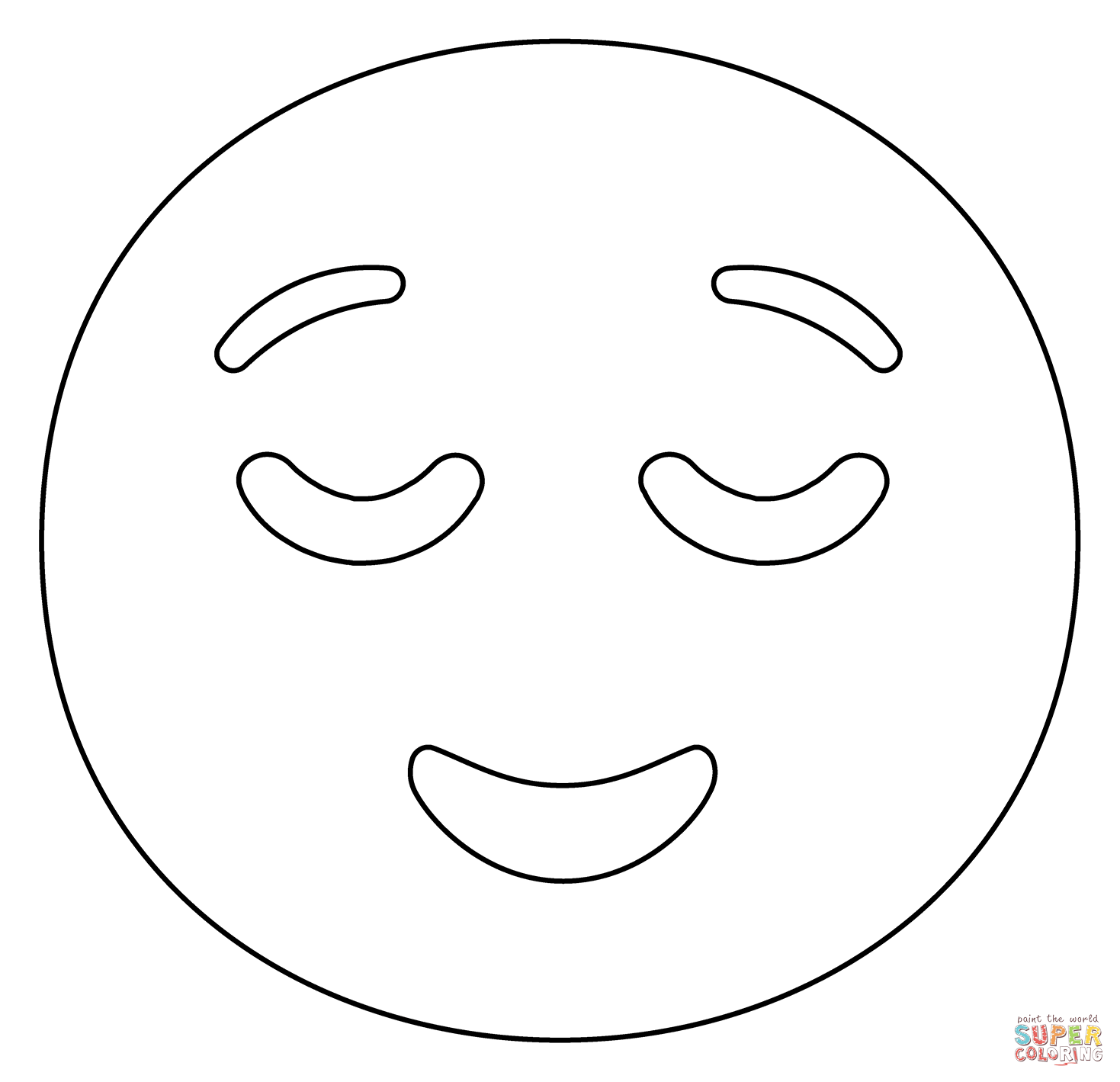 Relieved face emoji coloring page free printable coloring pages