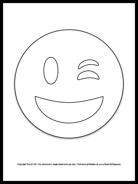 Emoji coloring page â winking face free printable â the art kit