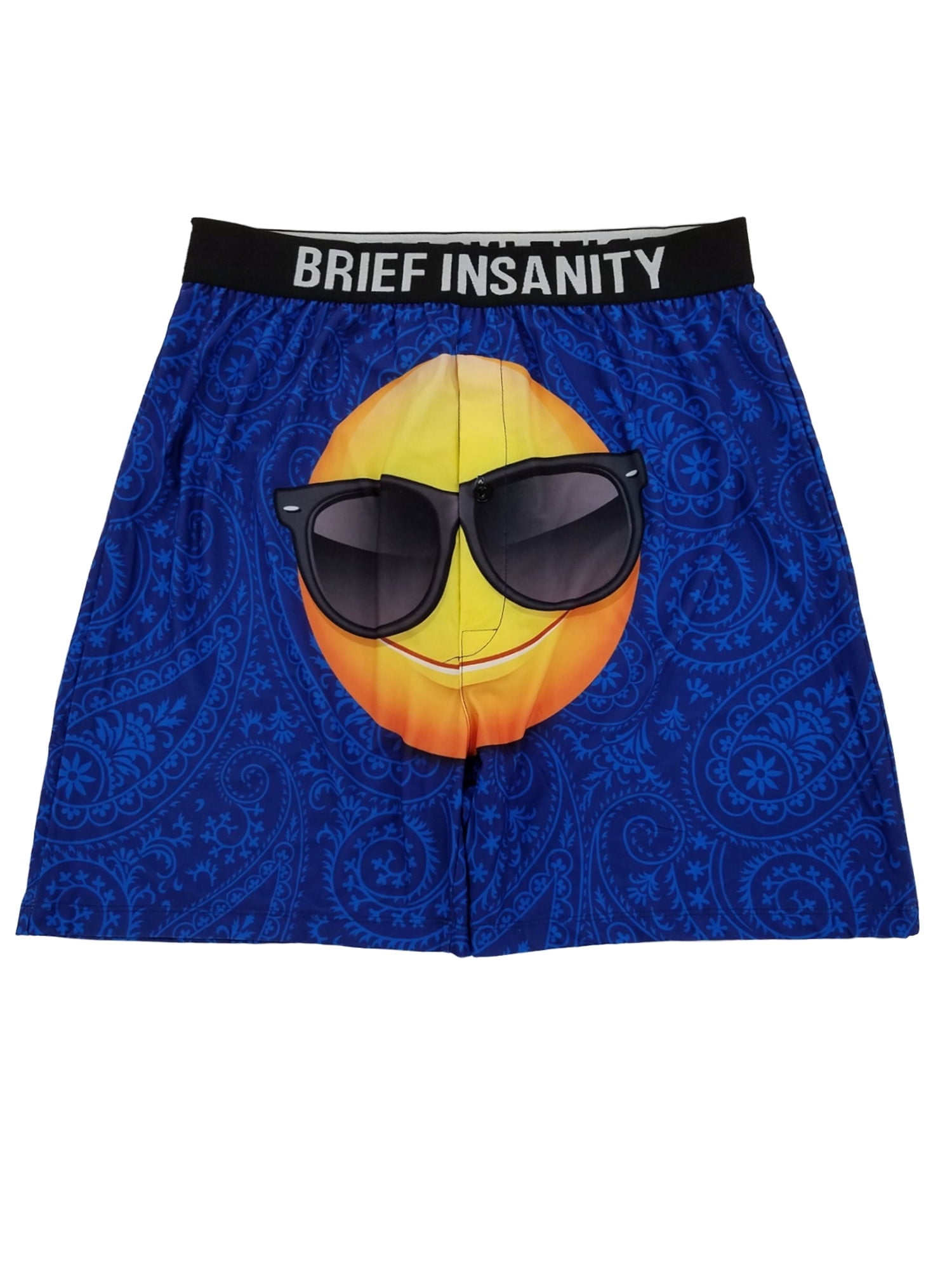 Brief insanity mens blue paisley good bad emoji underwear boxer shorts s