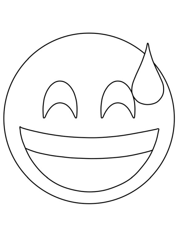 Get this emoji coloring pages smiley sweating emoji