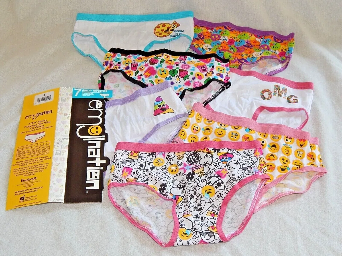 Girls panties emojis pair size new underwear set briefs toddler smiley poop