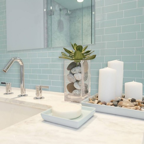 Smart tiles d peel and stick backsplash sheets of x kitchen and bathroom wallpaper