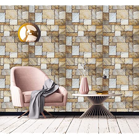 Konark designer wallpapers vyl d stone and tile pattern embossed looks real stone wall sqft per roll multicolour home improvement