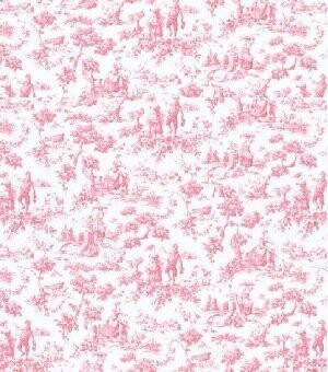 Toile de jouy pink wallpaper scale
