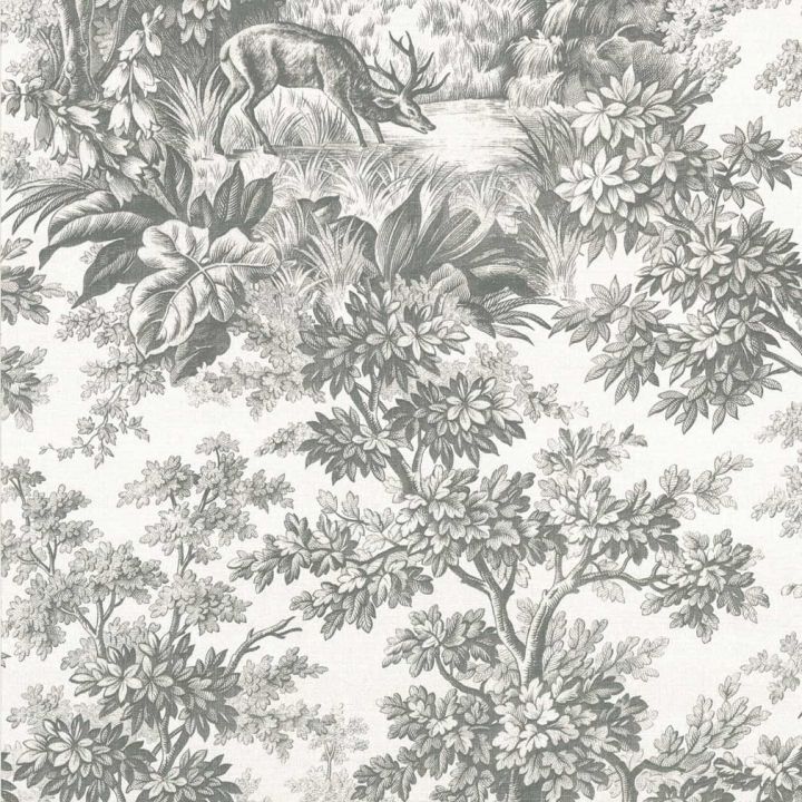 Grey designer toile de jouy wallpaper fp interiors