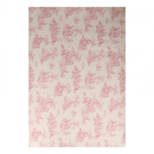 Toile jouy wallpaper pink