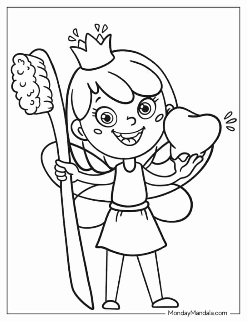 Tooth fairy coloring pages free pdf printables