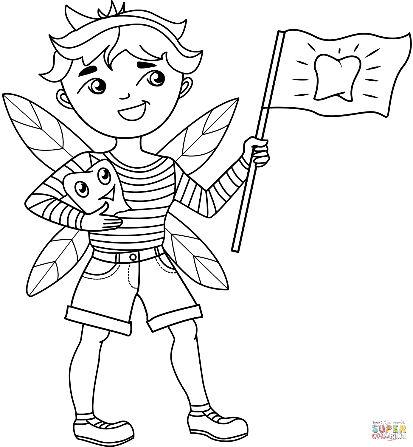 Boy tooth fairy coloring page free printable coloring pages