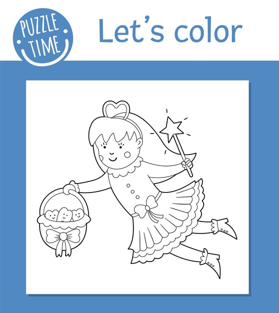 Premium vector vector tooth fairy coloring page cute funny teeth care character dental hygiene outline clipart for children fantasy creature illustration isolated on white background