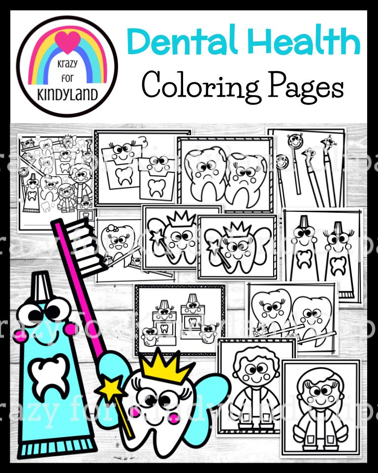 Teeth and dental health coloring pages booklet dentist toothpaste fairy