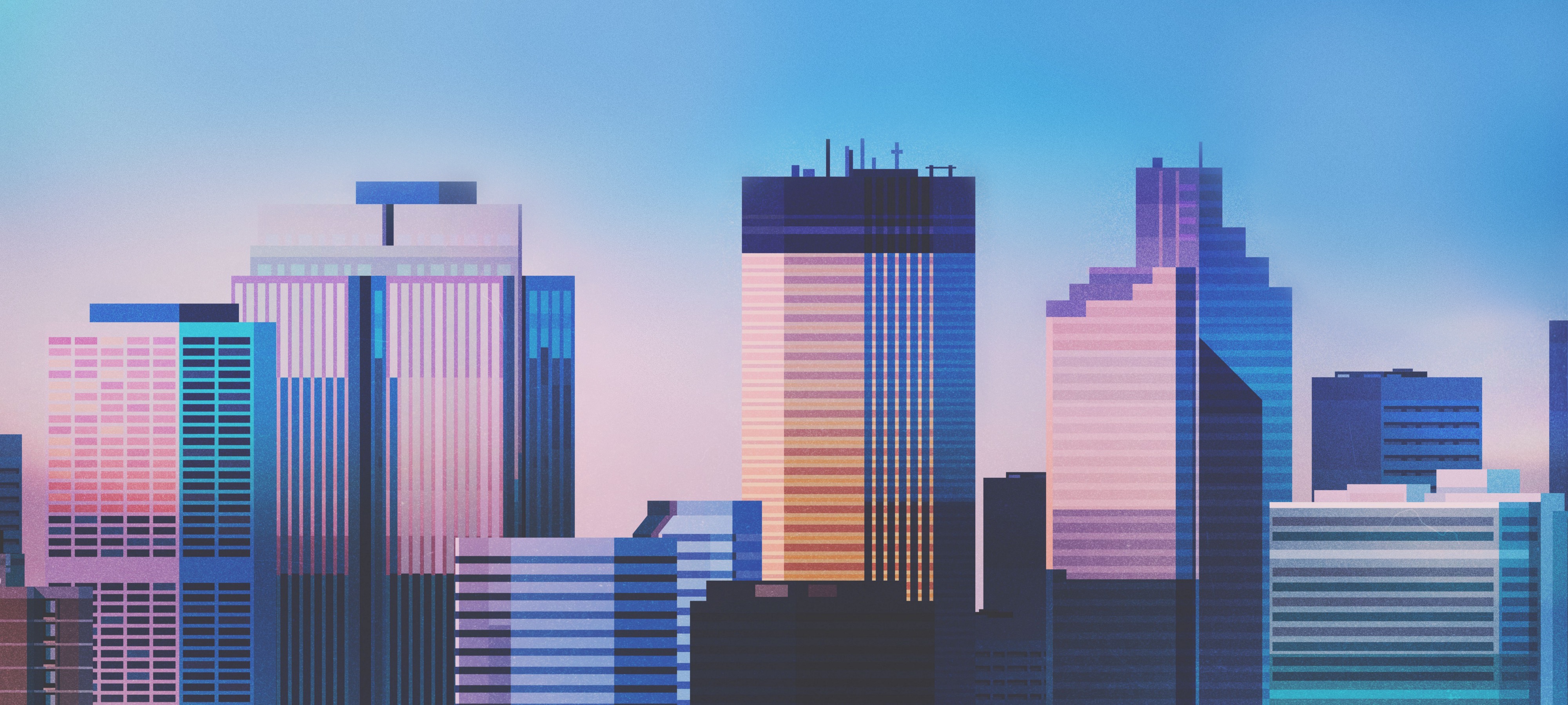 Wallpaper city cityscape illustration artwork skyline digital art x