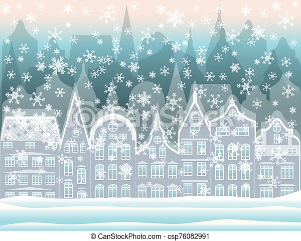 Winter city wallpaper vector illustration canstock