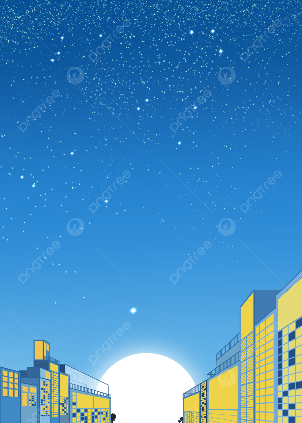 Night city scape background fullmoon night city illustration blue wallpaper background image for free download