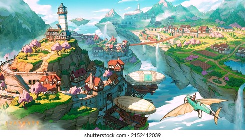 Fantasy town images stock photos vectors