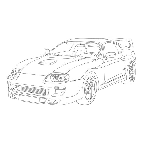 Toyota supra mk i vector line drawing illustration digital vector line art vector files for laser engraving