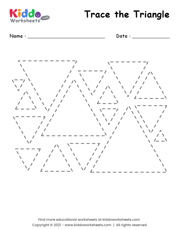 Free printable tracing shape triangle worksheet