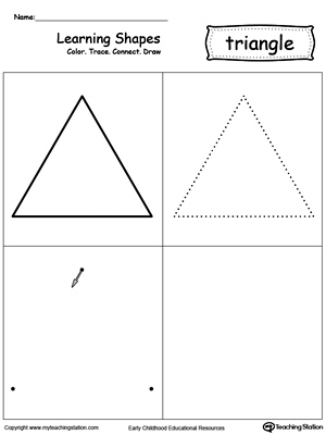 Free learning shapes color trace connect and draw a triangle