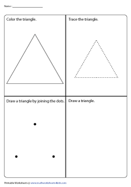 Coloring tracing and drawing triangles worksheets