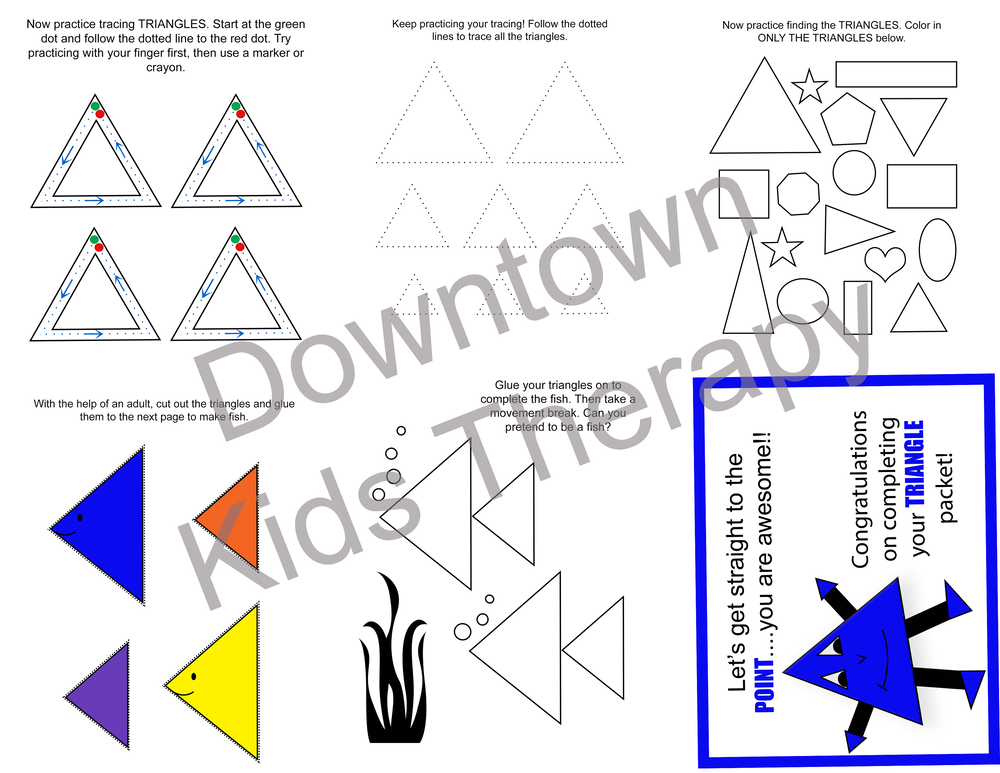 Fine motor printable shapes â downtown kids therapy