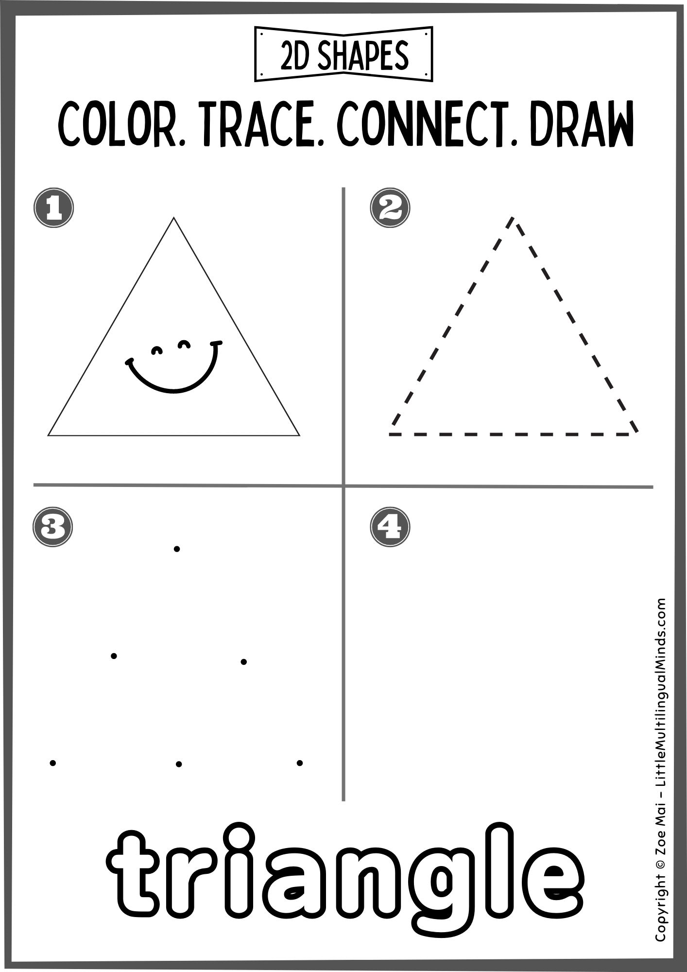 Kindergarten d shapes worksheet triangles