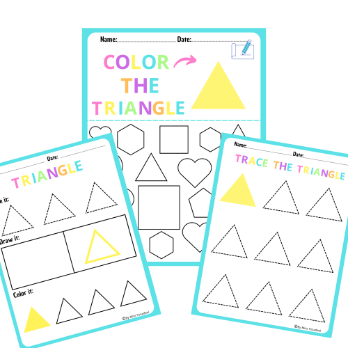 Triangle colorful for toddlers shape worksheetsfind color draw trace the shape made by teachers