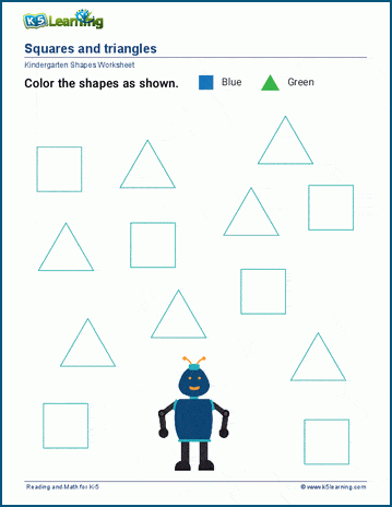 Find and color shapes worksheets k learning