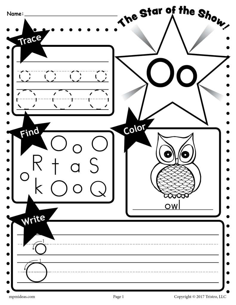 Letter o worksheet tracing coloring writing more â