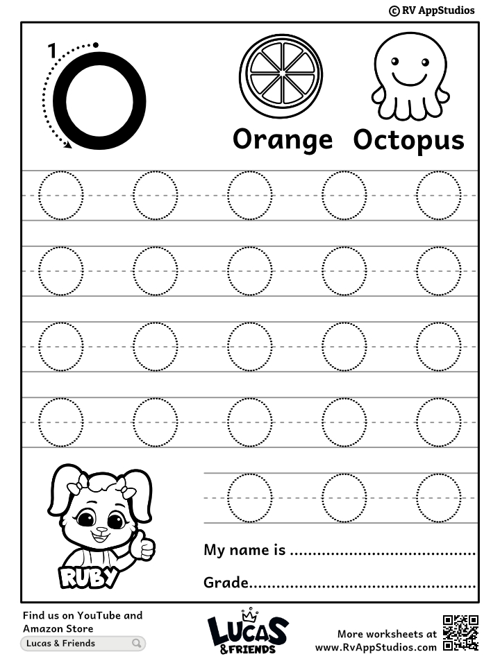 Capital letter o tracing worksheet trace uppercase letter o