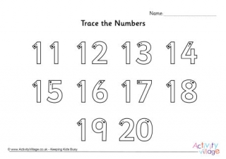 Number word finger tracing worksheets to