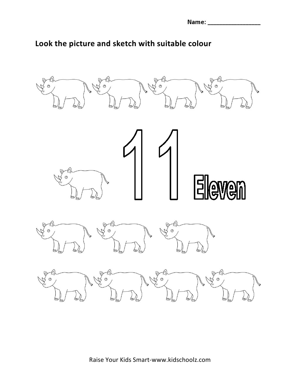 Numbers colouring worksheet