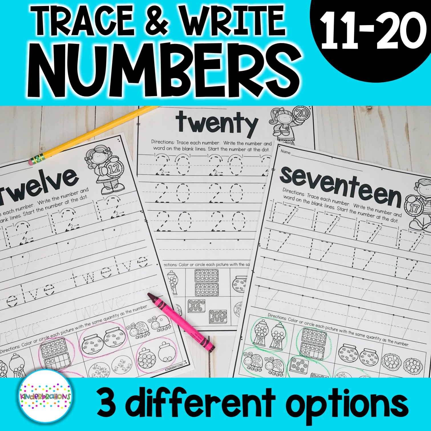 Number writing math practice pages