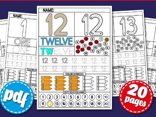 Math back to school tracing worksheets writing practice number recognition