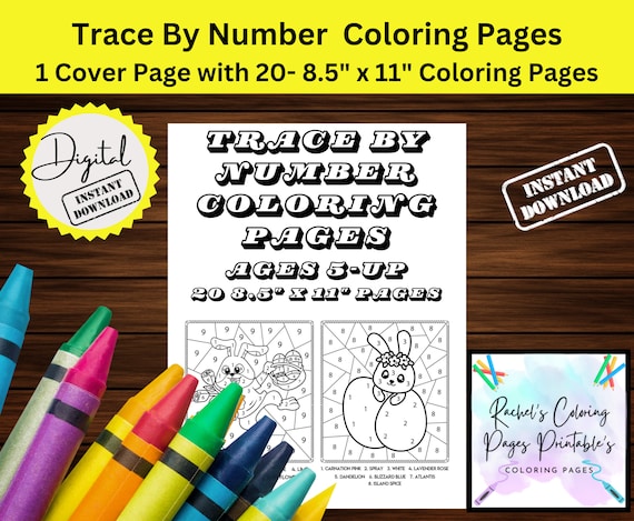 Trace by number coloring pages color by number coloring book easy paint by number color by numbers