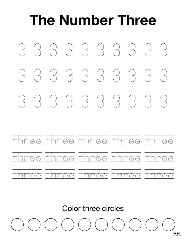 Number tracing worksheets