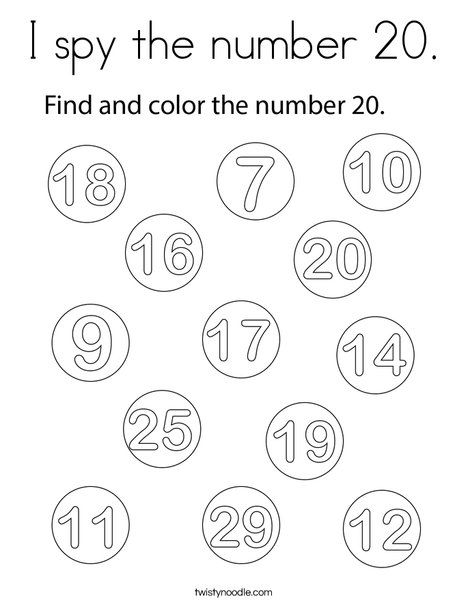 I spy the number coloring page