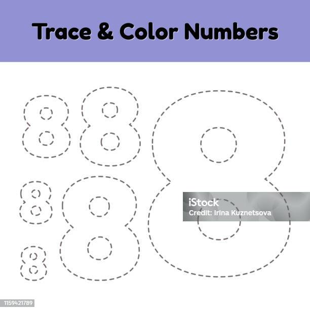 Trace line number for kindergarten and preshool kids write and color a five vector illustration stock illustration
