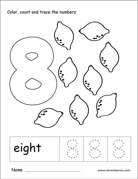 Number tracing and colouring worksheet for kindergarten numbers preschool number worksheets coloring worksheets for kindergarten
