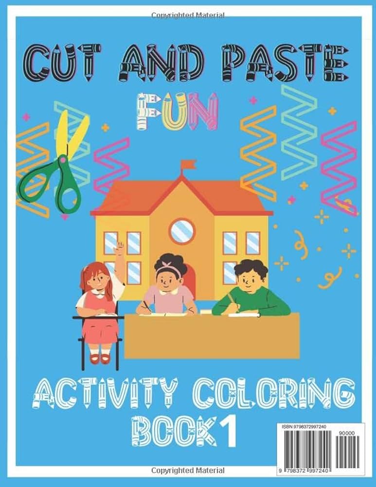 Cut and paste fun activity coloring book coloring pages trace words and numbers for kids ages
