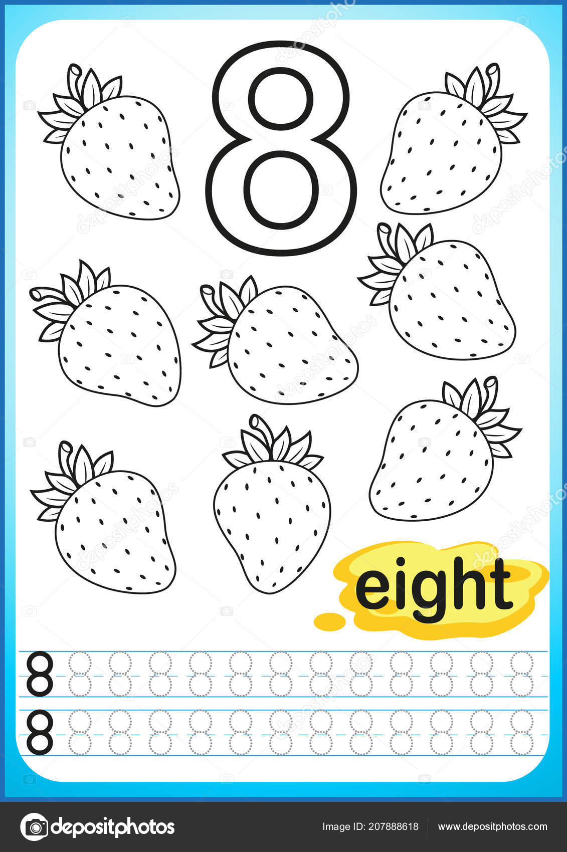 Printable worksheet kindergarten preschool exercises writing numbers simple level difficulty stock vector by natasha