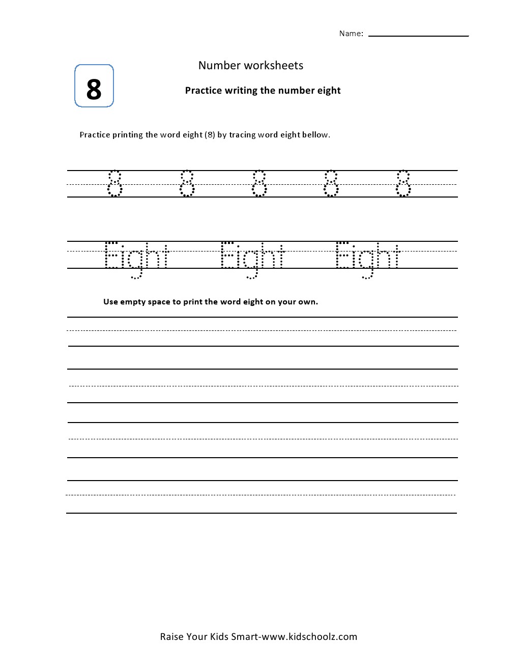 Tracing numbers worksheets
