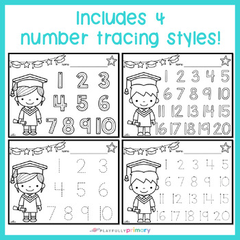 Kindergarten graduation coloring pages number tracing by playfully primary