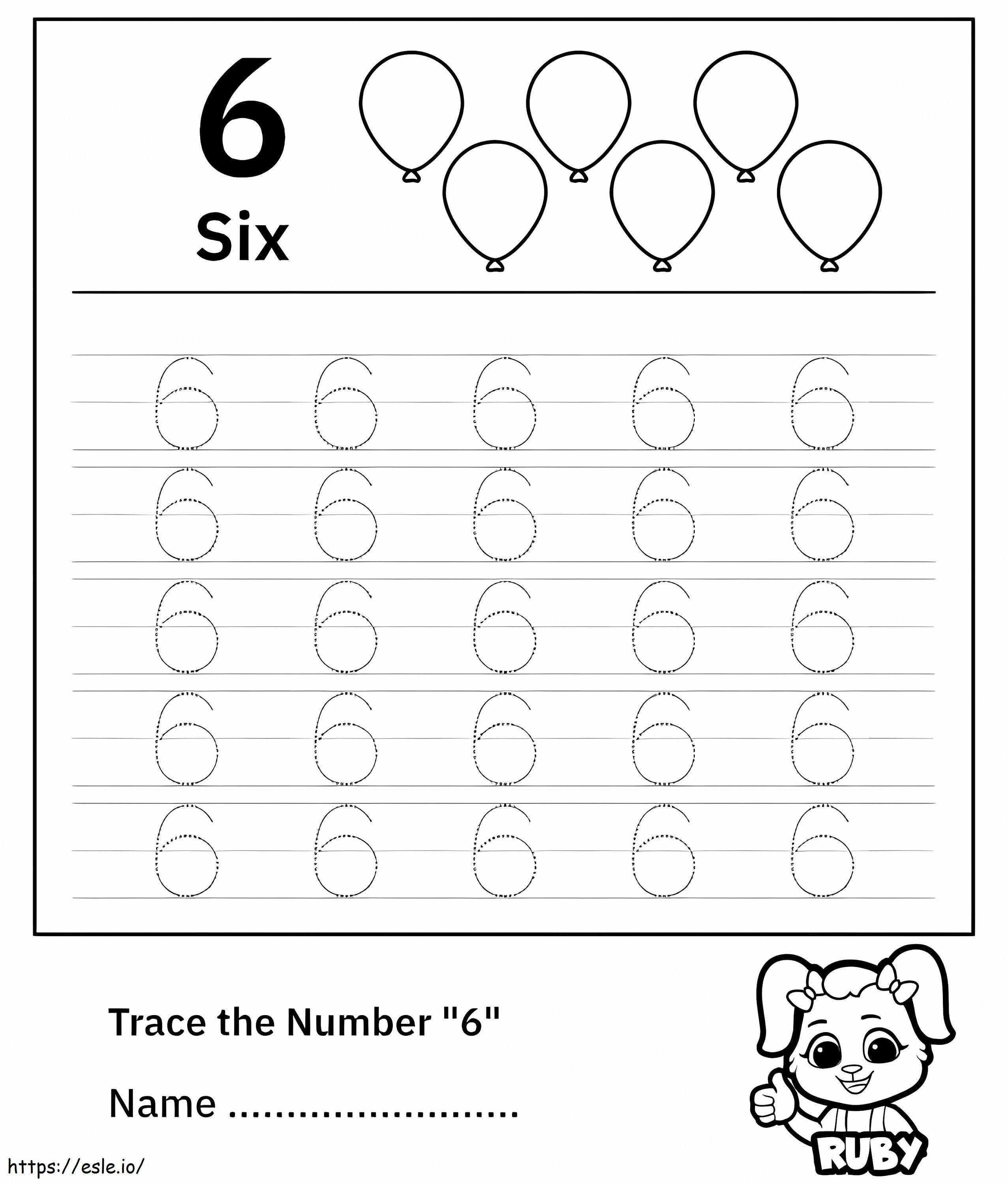 Number tracing coloring page