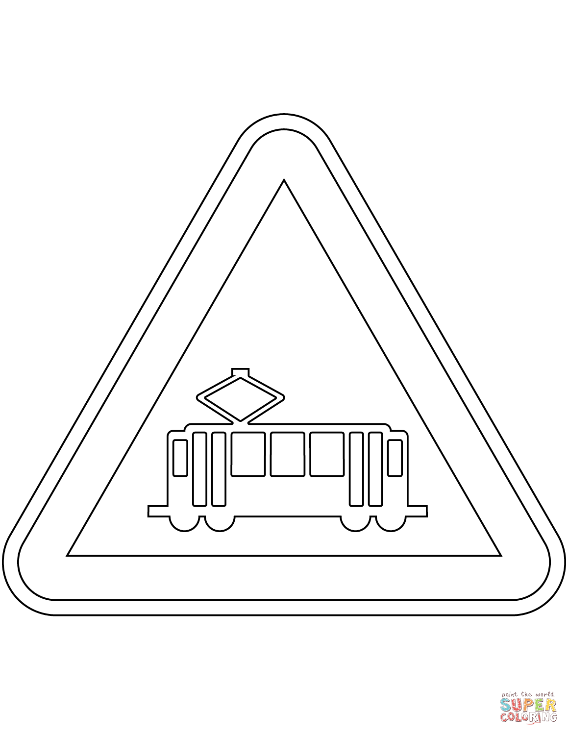 Tram crossing sign in portugal coloring page free printable coloring pages