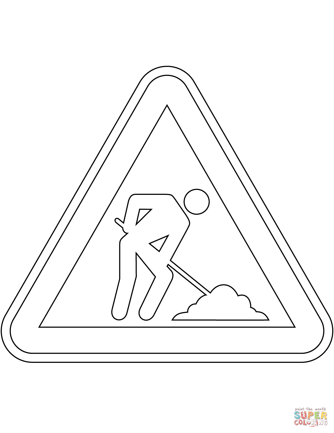 Roadworks ahead sign in portugal coloring page free printable coloring pages