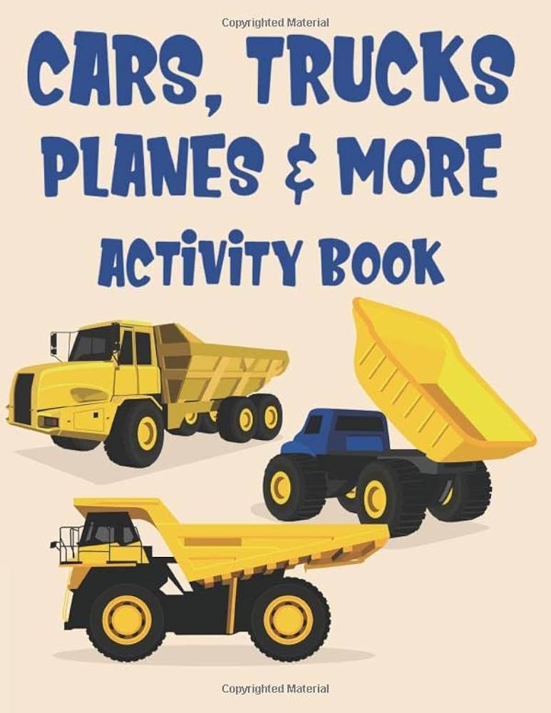 Rs trucks planes more activity book coloring pages of transportation illustrations for kids color trace and draw activity book with word search puzzles taft rter books
