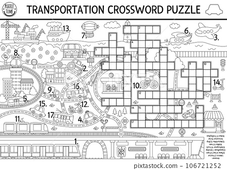 Vector transportation black and white crossword