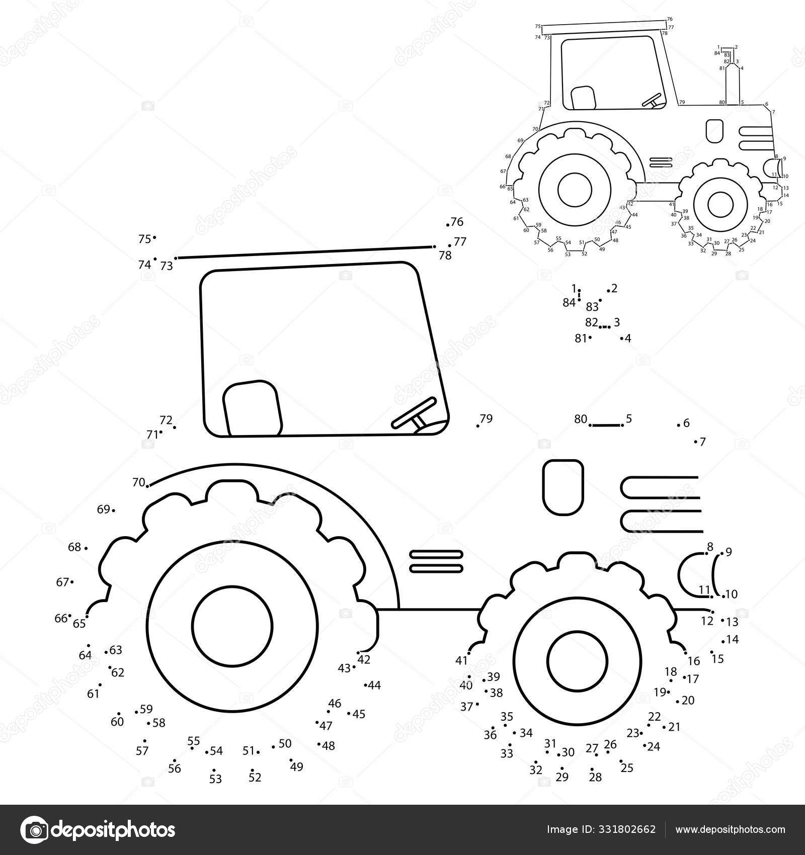 Educational puzzle game for kids numbers game cartoon tractor transport coloring book for children stock vector by oleon