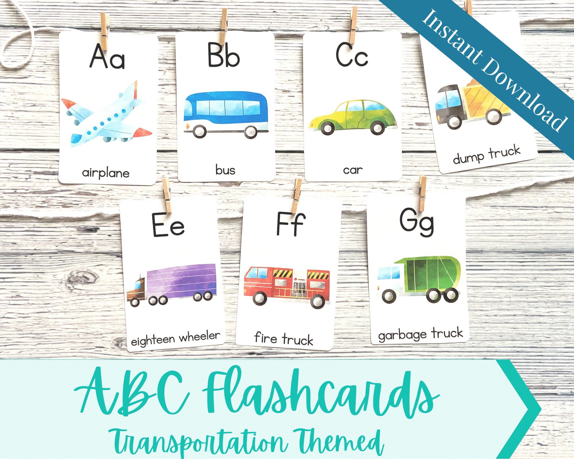 Abc transportation flash cards vehicle flashcards alphabet vehicle card set car themed class printable flash cards abc classroom decor