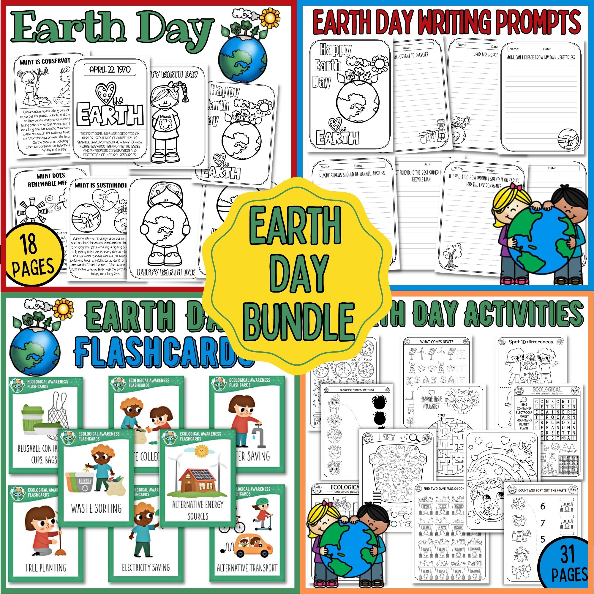 Earth day bundle flashcards coloring pages puzzles mazes and more made by teachers